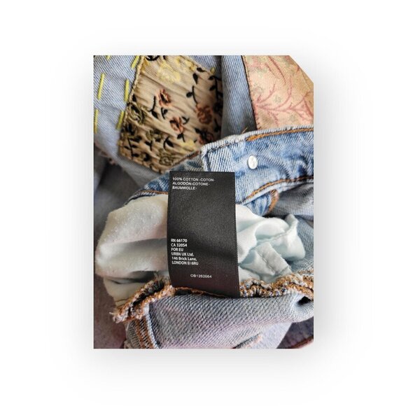 BDG Urban Outfitters High‑Waist Patchwork Cowboy Jeans 25 Boho Statement Denim - Picture 15 of 16